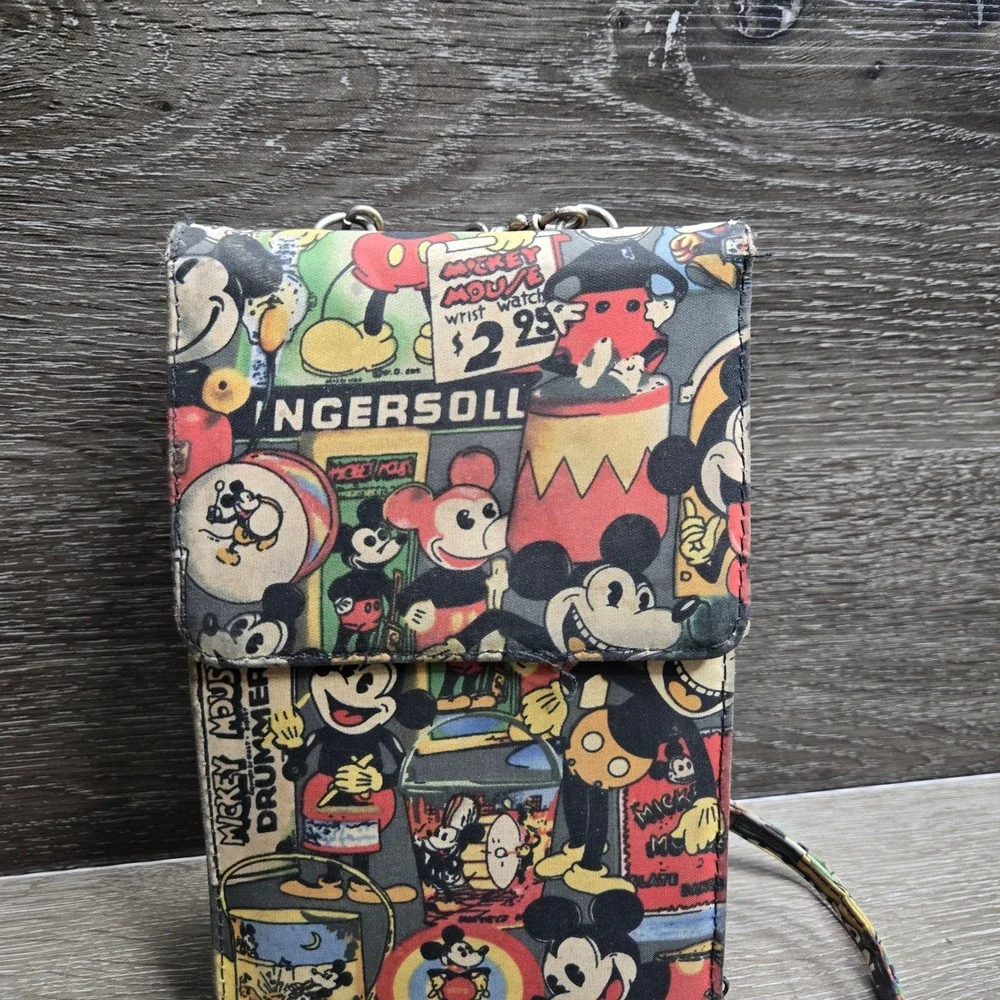 Nicole Miller Walt Disney Gallery Vintage Mickey Mouse Crossbody Wallet Bag